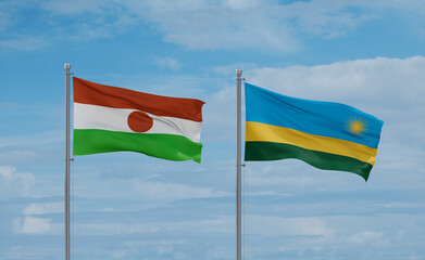 Rwanda and Niger flags, country relationship concept
