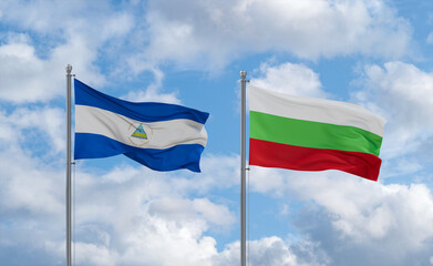Bulgaria and Nicaragua flags, country relationship concept