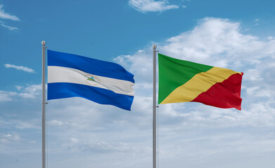 Congo and Nicaragua flags, country relationship concept
