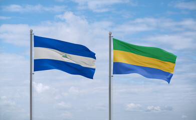 Gabon and Nicaragua flags, country relationship concept