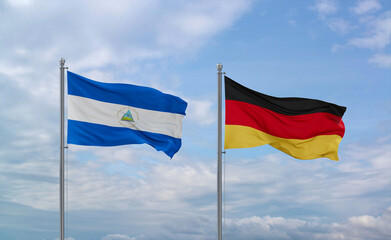 Germany and Nicaragua flags, country relationship concept