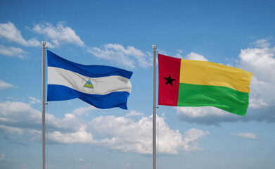 Guinea-Bissau and Nicaragua flags, country relationship concept