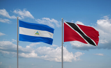 Trinidad and Tobago and Nicaragua flags, country relationship concept