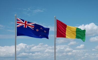 Guinea and New Zealand flags, country relationship concept