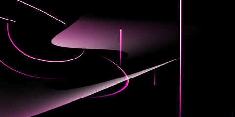 illustration of a neon arrow, abstract red neon sign with a purple neon tube in the background.