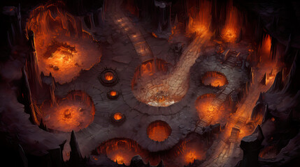DnD Map "Vast Flame Cavern Overlook"