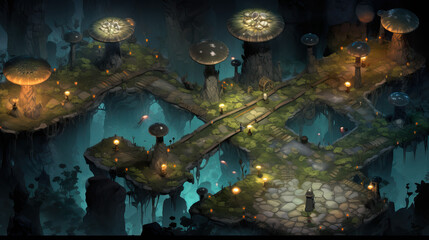Obraz na płótnie Canvas DnD Map The Enormous Mushroom Cavern