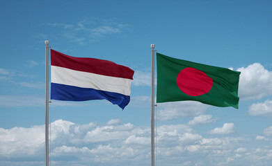 Bangladesh and Netherlands flags, country relationship concept