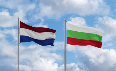 Bulgaria and Netherlands flags, country relationship concept