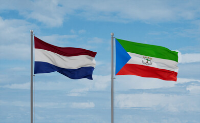 Equatorial Guinea and Netherlands flags, country relationship concept