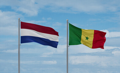 Senegal and Netherlands flags, country relationship concept