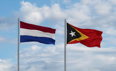 East Timor and Netherlands flags, country relationship concept