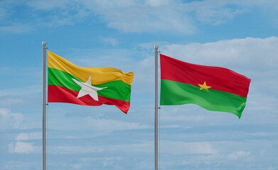 Burkina Faso and Myanmar flags, country relationship concept