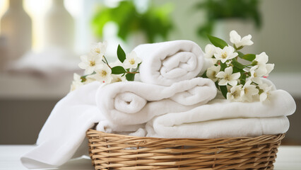 wood basket, spa, towel, white, bath, basket, hygiene, bathroom, soap, wellness, aromatherapy, massage, health, aroma, flower, closeup, care, relaxation, natural