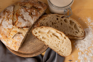 Composition for restaurants or bakeries with sourdough bread and elements used for its preparation.