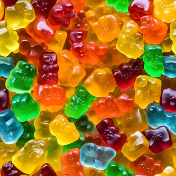 Gummy animal candy seamless pattern texture