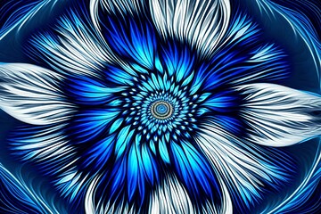 blue and white fractal - obrazy, fototapety, plakaty