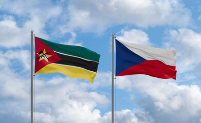Czech Republic and Mozambique flags, country relationship concept
