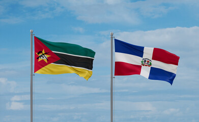 Dominican and Mozambique flags, country relationship concept