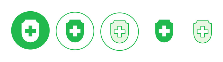 Obraz premium Health insurance icon set. Insurance health document icon