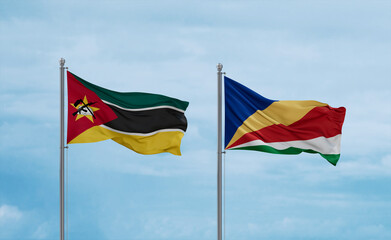 Seychelles and Mozambique flags, country relationship concept