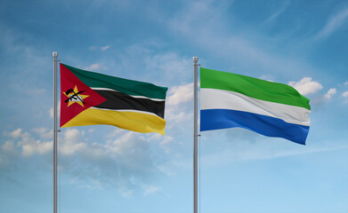 Sierra Leone and Mozambique flags, country relationship concept