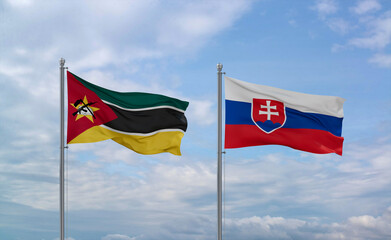 Slovakia and Mozambique flags, country relationship concept