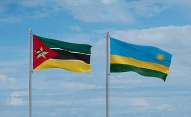 Rwanda and Mozambique flags, country relationship concept