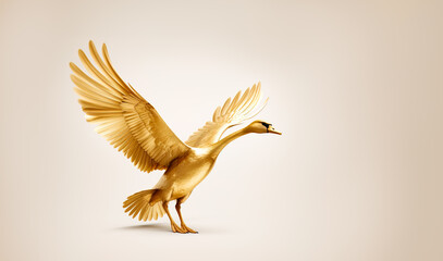 Golden goose taking flight - obrazy, fototapety, plakaty