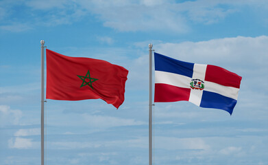 Belgium and Morocco flags, country relationship concept