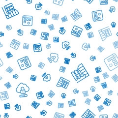 Set line Cloud computing lock, Server, Data, Web Hosting and Loading data window on seamless pattern. Vector