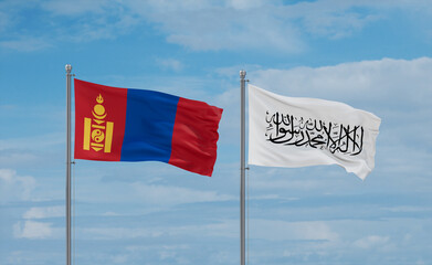 Mongolia and Afghanistan national flags, country relationship concept