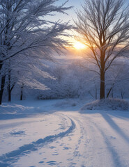 Obraz premium winter landscape with snow and trees