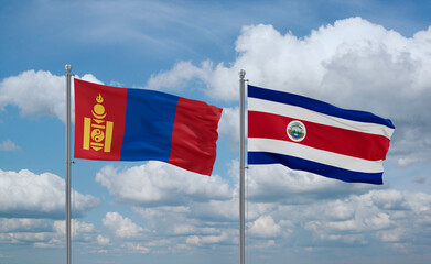 Costa Rico and Mongolia flags, country relationship concept
