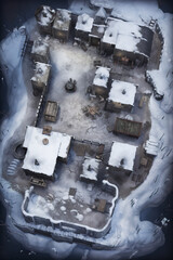 DnD Map Arctic Abandoned Village Aerial