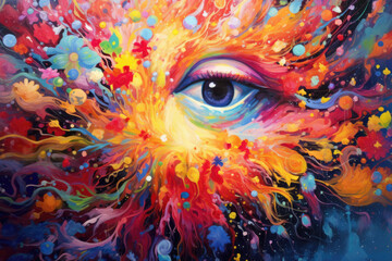 Explosive Eye, Colorful Abstract Painting