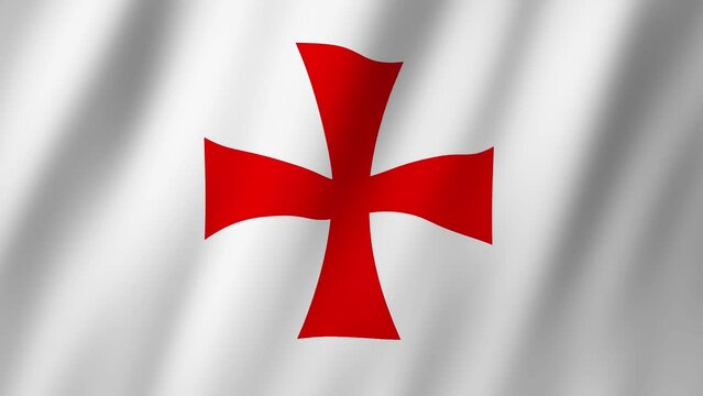Knights Templar Flag. 3d Templar Flag flag waving. Flag of Knights Templar video waving in wind. Flag of Templar 4K Animation