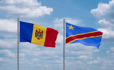 Congo and Moldova flags, country relationship concept