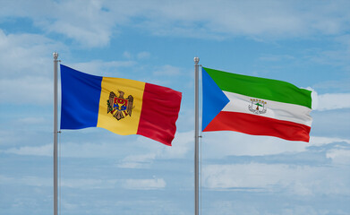 Equatorial Guinea and Moldova flags, country relationship concept