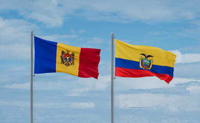 Ecuador and Moldova flags, country relationship concept