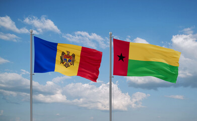 Guinea-Bissau and Moldova flags, country relationship concept