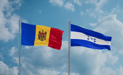 Honduras and Moldova flags, country relationship concept