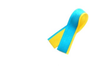 Ribbon with the Ukraine flag colors on a white background 