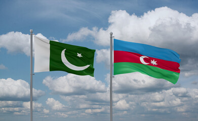 Azerbaijan and Pakistan flags, country relationship concept