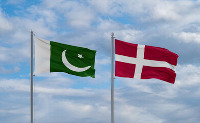 Denmark and Pakistan flags, country relationship concept