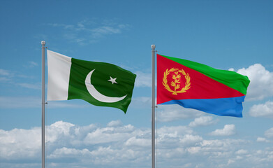 Eritrea and Pakistan flags, country relationship concept