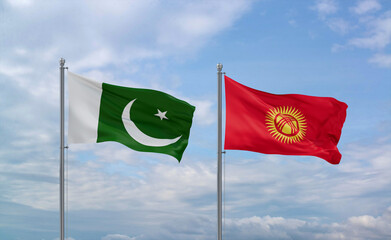 Kyrgyzstan and Pakistan flags, country relationship concept