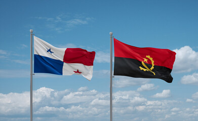 Naklejka na ściany i meble Panama and Angola national flags, country relationship concept