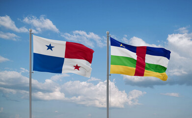Central African Republic and Panama flags, country relationship concept