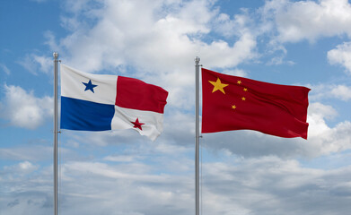 China and Panama flags, country relationship concept